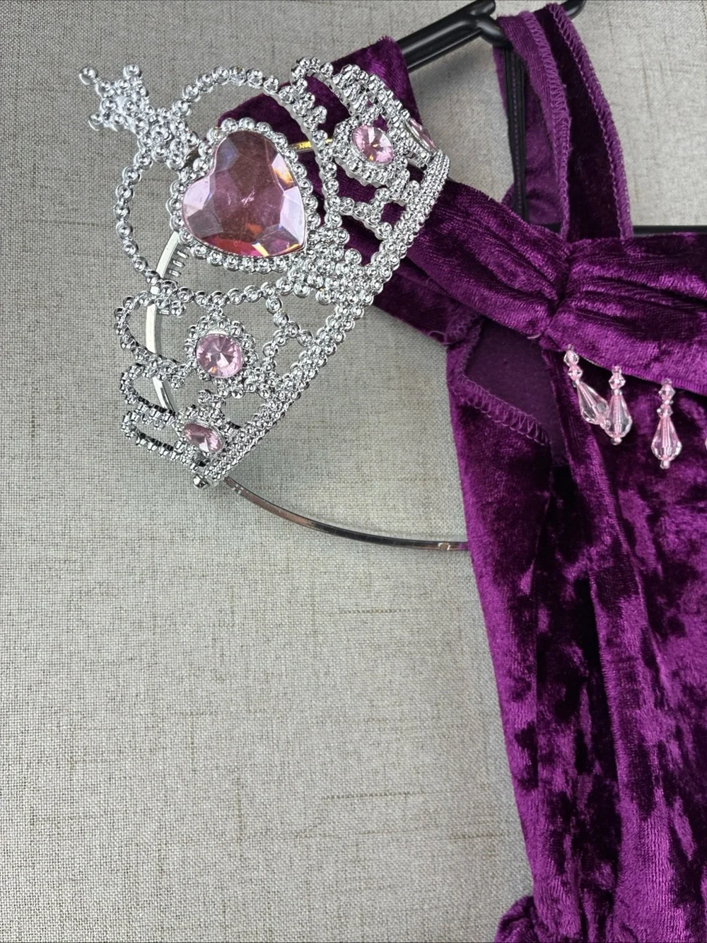 Teetot Purple Crushed Velvet Girls Halloween Costume Fairy Wings Tiara Pink Rose